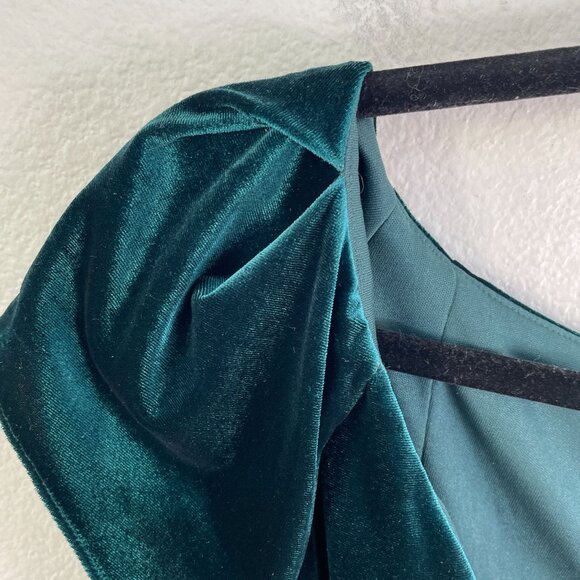 NEW AFTER SIX Small Cap Sleeve Velvet Maxi Dress Pockets Evergreen Gown - Picture 10 of 12